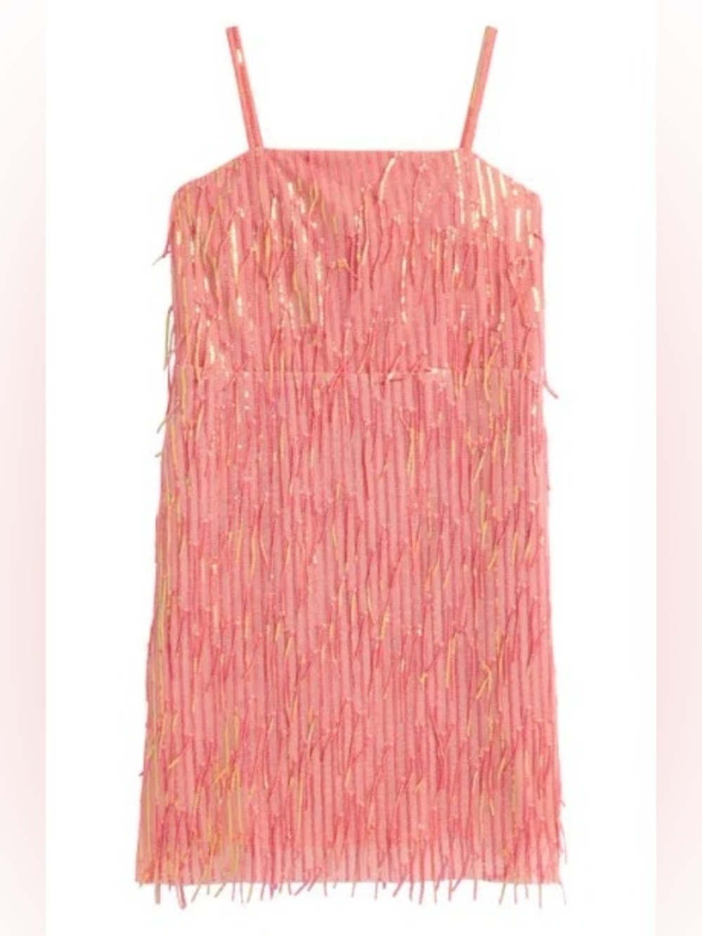 LOVE, NICKIE LEW Falling Sequins Fringe Party Dress Pink Blush Size 8
